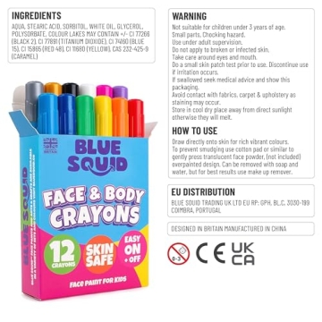 Blue Squid Face Paint Crayons - Vibrant Washable Fun