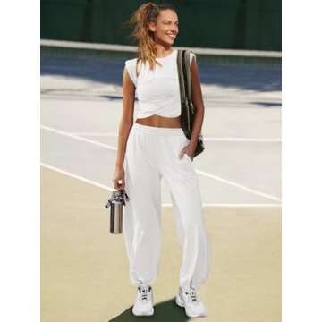 LAMISSCHE Womens Loungewear Set 2 Piece Outfits Sets Cropped Tops and Wide Leg Pants with Pockets Tr...