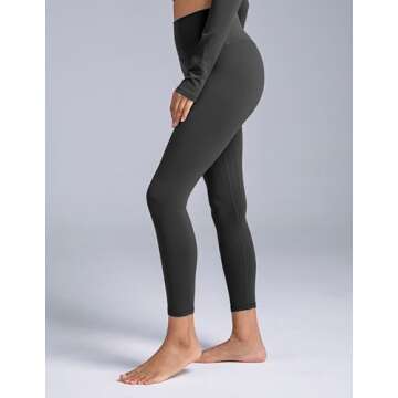 Colorfulkoala Dreamlux No Front Seam Leggings for Women 25" Inseam, High Waisted Buttery Soft 7/8 Yoga Pants (S, Dark Carbon)