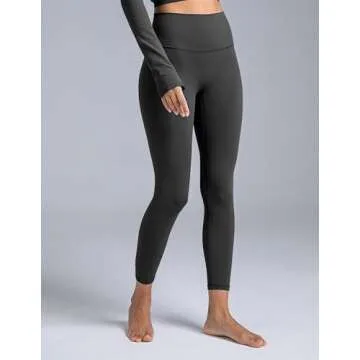 Colorfulkoala Dreamlux No Front Seam Leggings for Women 25" Inseam, High Waisted Buttery Soft 7/8 Yoga Pants (S, Dark Carbon)