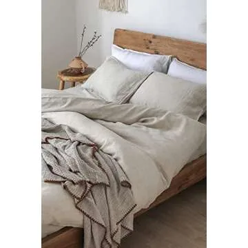 XZ XIFA Linen Duvet Cover Set, 100% Washed French Flax Linen Bedding with Zipper Closure, Cooling & Textured Bed Sets for Hot Sleepers- 1 Duvet Cover and 2 Pillowcases (King Size, Natural Linen)