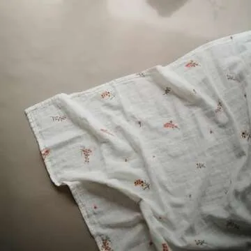 mushie Muslin Baby Swaddle Blanket | 100% Organic Cotton (Flowers)