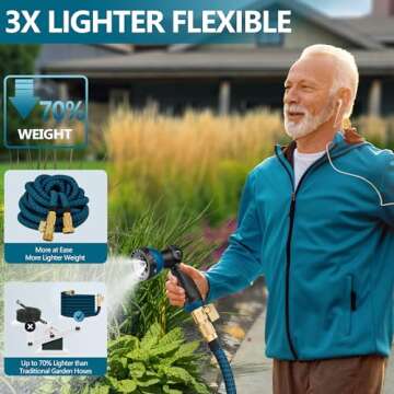 50 FT Expandable Garden Hose with 10 Function Spray Gun