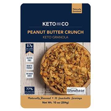 Keto Peanut Butter Crunch Granola by Keto and Co | Just 2.7g Net Carbs Per Serving | Gluten Free, Low Carb, Diabetic Friendly, Naturally Sweetened, No Added Sugar, Non-GMO | (10 Servings)