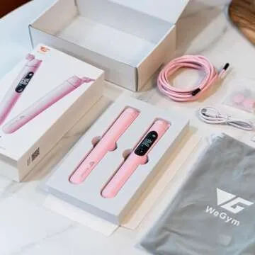 WeGym Smart Jump Rope for Men and Women, Adjustable Jump Rope for Indoor and Outdoor Workout APP Data Analysis LED Display Screen Rechargeable Skipping Rope Fitness Gift for Adults or Kids,Pink