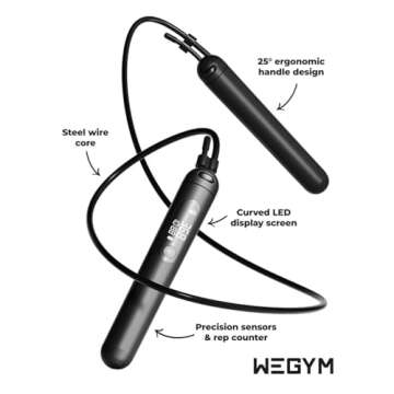 WeGym Smart Jump Rope for Men and Women, Adjustable Jump Rope for Indoor and Outdoor Workout APP Data Analysis LED Display Screen Rechargeable Skipping Rope Fitness Gift for Adults or Kids,Pink