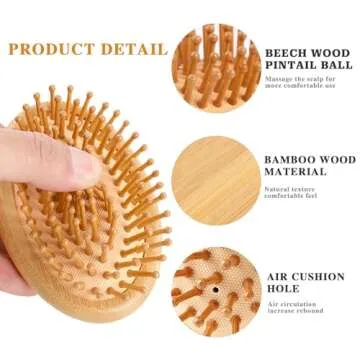 Bamboo Massage Comb: Wooden Scalp Massager for All Hair Types