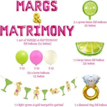 Margs & Matrimony Bachelorette Party Kit Margs & Matrimony Balloon Banner Lime Diamond Ring Balloon ...