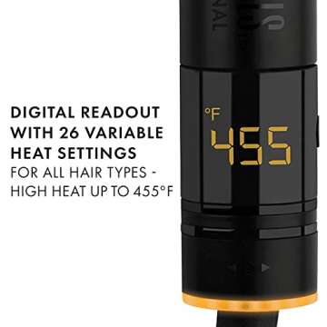 Hot Tools Pro Artist Black Gold Digital Salon Hair Curling Iron | Medium Loose Curls and Tousled Waves, (1-1/4 inch)