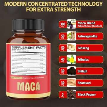 Maca Root Capsules - Supports Natural Health - Energy - Performance & Mood Supplement - Enhanced Blo...