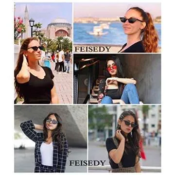 FEISEDY Small Cat Eye Sunglasses Vintage Square Shade Women Eyewear B2291