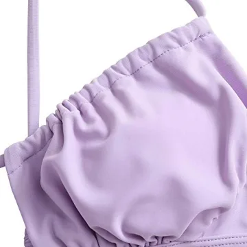 ZAFUL Women's Ruched Tie Front High Cut Bikini Set