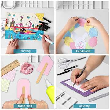 Silicone Craft Mat with Cup, Large Silicone Mat for Crafts, 20"x16" Non Stick Silicone Sheet, Creator Silicone Craft Mat with Silicon Cup for Art, Crafts Painting, Clay and Play Doh (White)