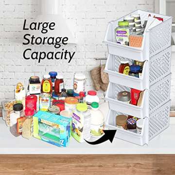 Skywin Stackable Storage Bins for Pantry - 8 Pack Stackable Bins For Organizing Food, Kitchen, and B...