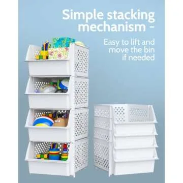 Skywin Stackable Storage Bins for Pantry - 8 Pack Stackable Bins For Organizing Food, Kitchen, and Bathroom Essentials (White)