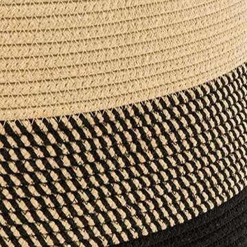 72L Large Woven Rope Laundry Hamper Basket with Handles by YOUDENOVA, 20 x 20 x 13 Round Decorative Blanket Toy Basket for Living room, Black & Jute