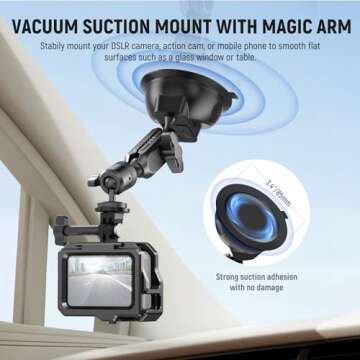 Neewer Suction Cup Mount for iPhone GoPro Action Camera with Magic Arm & 360° Pan