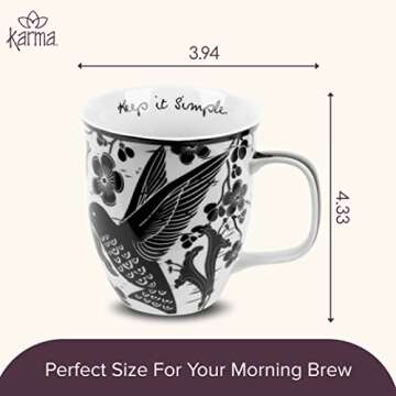 Karma 16 oz Boho Hummingbird Mug for Tea or Coffee