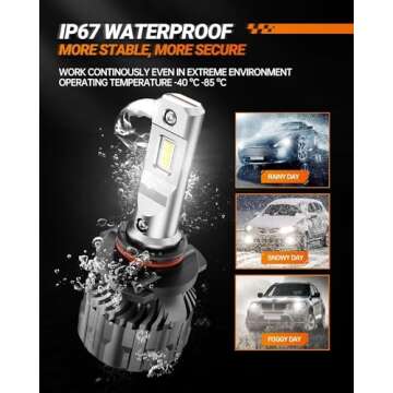 SEALIGHT 9005 Light Bulbs, Super Bright Fog Light Bulbs with Fan, Plug and Play, IP68, Pack of 2