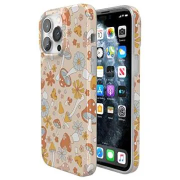 Casely iPhone 14 Pro Max Case | Mushroom Magic | Retro Floral Phone | Compatible with MagSafe
