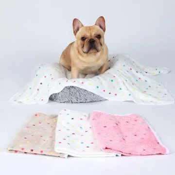 Cozy 3 Pack Pet Blankets Super Soft Dot Pattern
