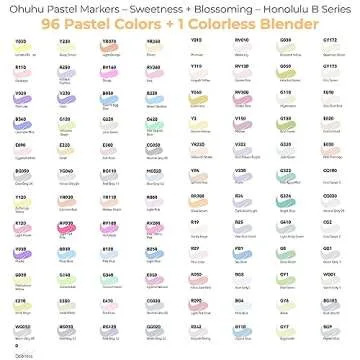 Ohuhu Pastel Markers Alcohol Based -96 Pastel Colors of Sweetness & Blossoming - Double Tipped Art Alcohol Markers for Artist Adults' Coloring Illustration - Brush & Fine - Honolulu B