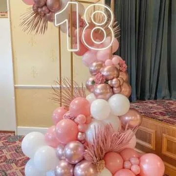 ADOINBY Pink Balloon Arch Kit, 140Pcs Pastel Light Metallic Pink and White Balloons with Pink Confetti Balloon Garland Kit for Birthday, Wedding, Engagements, Baby Shower, Anniversary Party Decoration