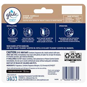 Glade PlugIns Refills Air Freshener with Essential Oils and Vanilla Blossom, 5 Count
