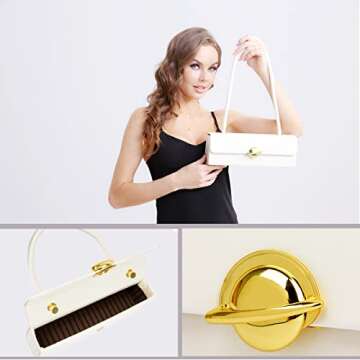 Purses and Handbags for Women Leather Designer Tote Fashion Ladies Shoulder Bags For Women (A-White)