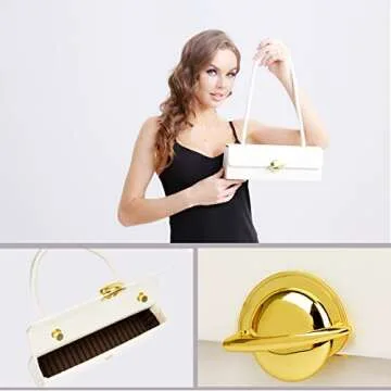 Purses and Handbags for Women Leather Designer Tote Fashion Ladies Shoulder Bags For Women (A-White)