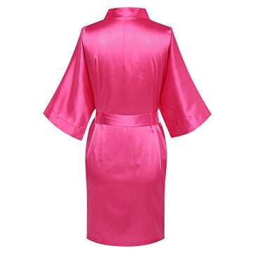 Women's Satin Kimono Robes Bridesmaid Wedding Robes Silky Bathrobes Loungewear, Rose