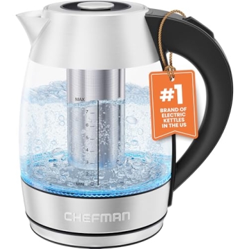 Chefman 1.8L Electric Kettle with Tea Infuser & Auto Shut Off - Fast Boiling