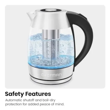 Chefman Electric Kettle Fast Boiling with Tea Infuser Auto Shut Off