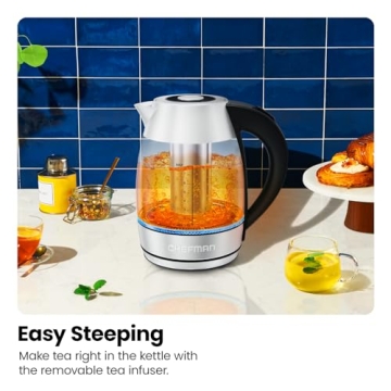 Chefman Electric Kettle Fast Boiling with Tea Infuser Auto Shut Off