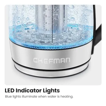 Chefman Electric Kettle Fast Boiling with Tea Infuser Auto Shut Off