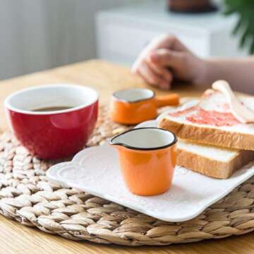 CHOOLD Colorful Mini Ceramic Creamer,Coffee Milk Creamer Pitcher/Serving Pitcher/Sauce Pitcher/Milk Creamer Jug for Kitchen 4Pcs