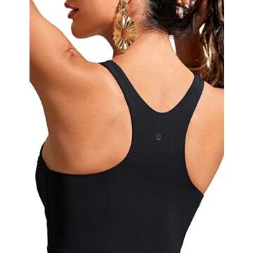 CRZ YOGA Womens Racerback Bikini Tops Quick Dry High Neck Modest Swimsuit Padded Sports Bathing Suit Black Medium
