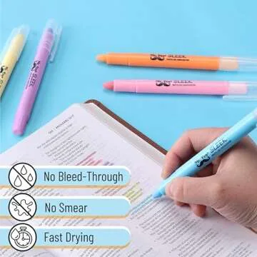 Mr. Pen Bible Gel Highlighters and Fineliner Pens No Bleed, Pastel Colors, 10 Pack, Bible Journaling Kit