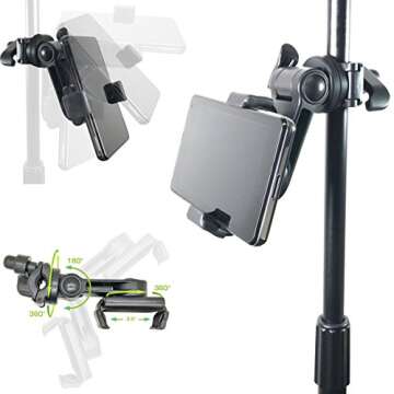 Accessory Basics Music Boom Mic Microphone Stand Smartphone Mount w/360° Swivel Adjust Holder for A...