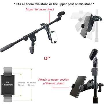 Universal Music Smartphone Mount for Mic Stands w/ 360° Swivel