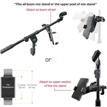Universal Music Smartphone Mount for Mic Stands w/ 360° Swivel
