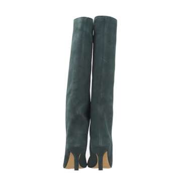 Trelako Green Suede Knee High Boots for Fashionable Women