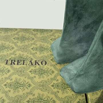 Trelako Green Suede Knee High Boots for Fashionable Women