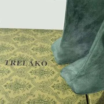 Trelako Green Suede Knee High Boots for Fashionable Women