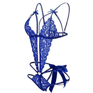 Donnalla Lingerie for Women Deep V Lace Teddy One Piece Lingerie Bodysuit Babydoll Teddy Underwear R...