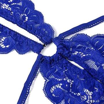 Donnalla Women's Deep V Lace Teddy Lingerie Bodysuit