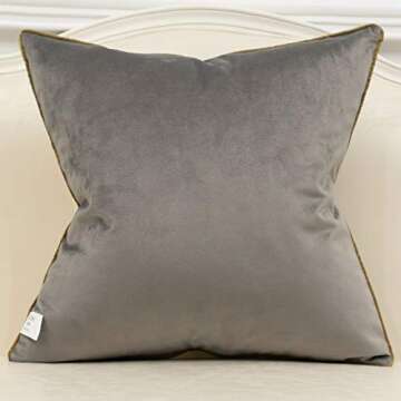 Avigers 20 x 20 Inches Gray White Gold Leather Striped Patchwork Velvet Cushion Case Luxury Modern T...
