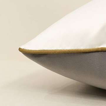 Avigers 20 x 20 Inches Gray White Gold Leather Striped Patchwork Velvet Cushion Case Luxury Modern Throw Pillow Cover Decorative Pillow for Couch Living Room Bedroom Car