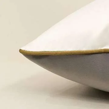 Avigers 20 x 20 Inches Gray White Gold Leather Striped Patchwork Velvet Cushion Case Luxury Modern Throw Pillow Cover Decorative Pillow for Couch Living Room Bedroom Car