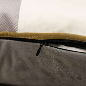 Avigers 20 x 20 Inches Gray White Gold Leather Striped Patchwork Velvet Cushion Case Luxury Modern Throw Pillow Cover Decorative Pillow for Couch Living Room Bedroom Car